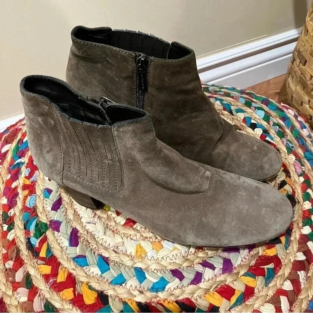 Aquatalia taupe suede leather ankle boots